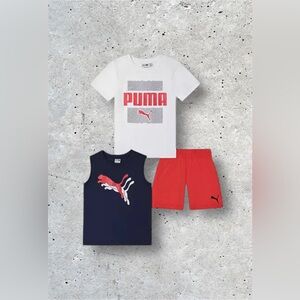 Puma Boys Muscle T-shirt, Short Sleeve T-shirt & Shorts Set, Size XS